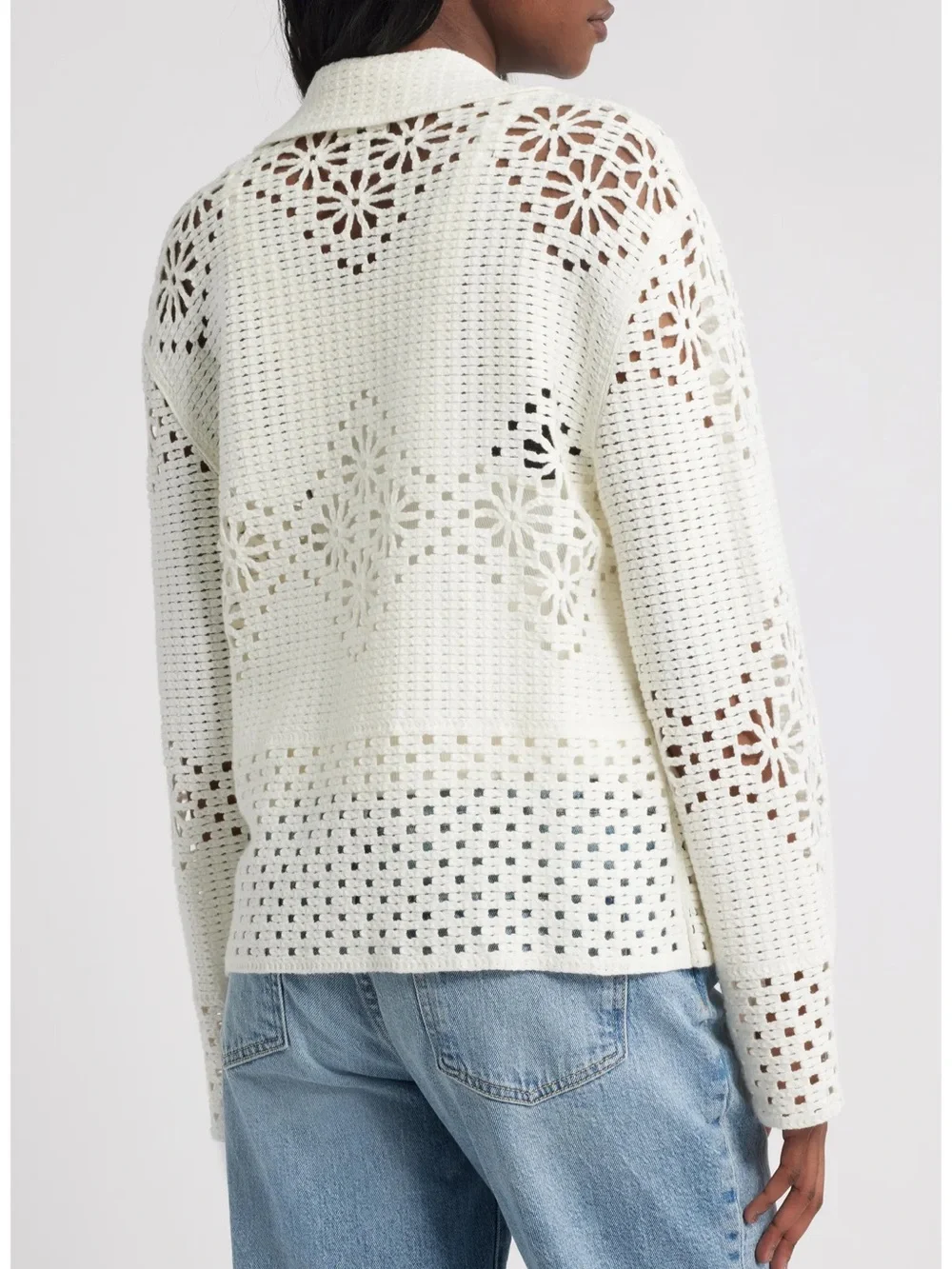 Rails Patmos Sweater Ivory White Cream Crochet Knit Size Small NWT New